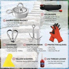 .FINDMAG 2625lbs Double Sided Fishing Magnet Kit Black
