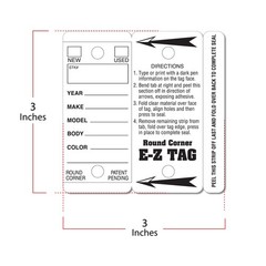CarBowz Round Corner Dealer Key Tags Self Laminating Yellow