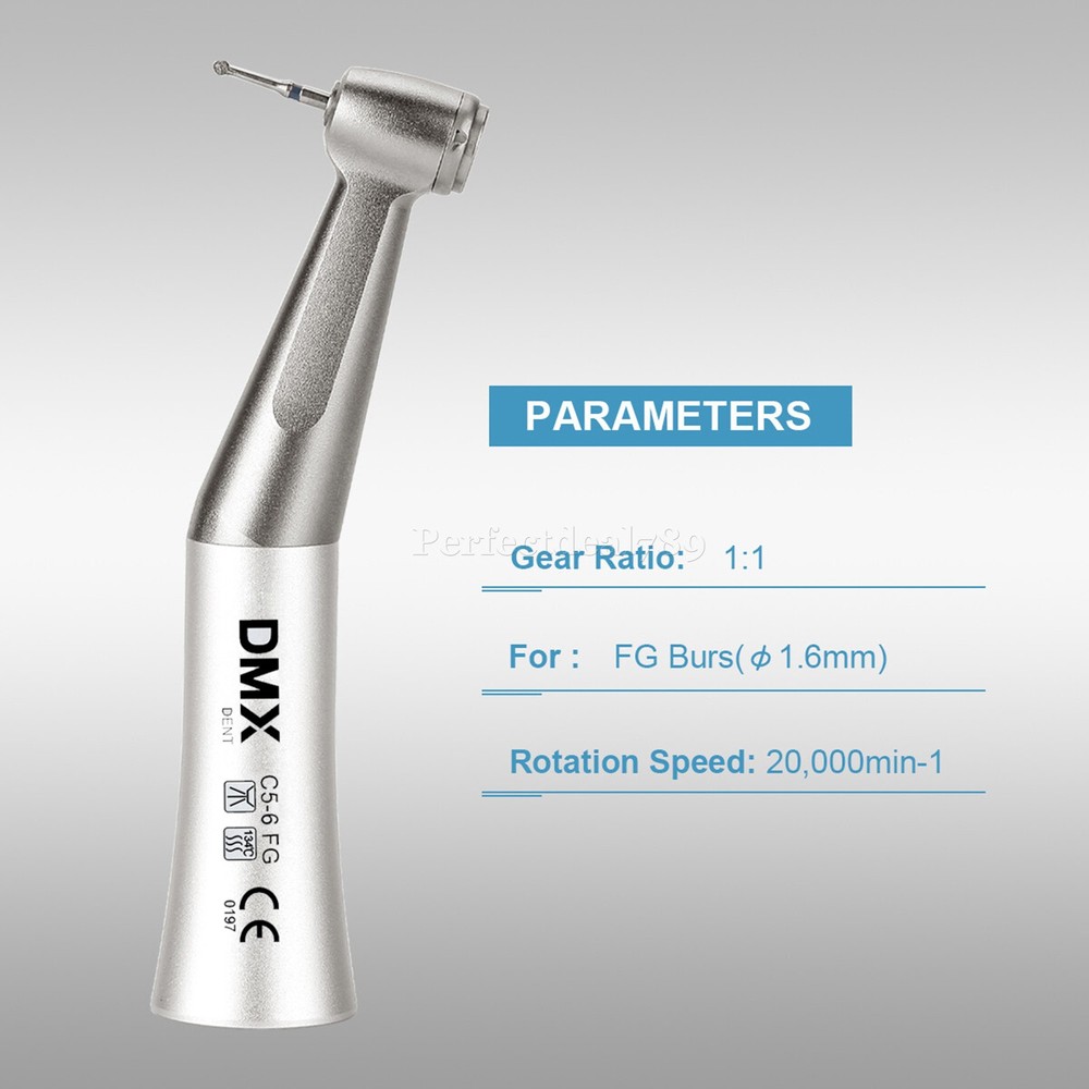 DMXDENT Dental Slow Speed Contra Angle Handpiece Push Button For FG 1.6mm Burs