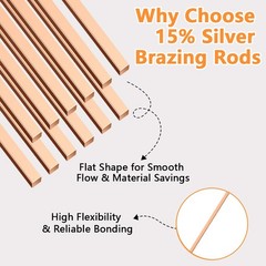 15% Silver Brazing Rods BCuP-5 Welding 10 Pcs for HVAC & Industrial Applications