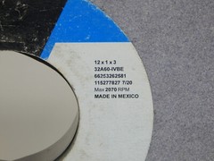 Norton Type 01 32A60-IVBE 12″ X 1″ X 3″ No. 66253262581 Max 2070 RPM SG Wheel