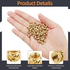 100 PCS M3 Threaded Insert x 4mm x 5mm Heat Set Inserts, 3D M3x4x5mm, Gold