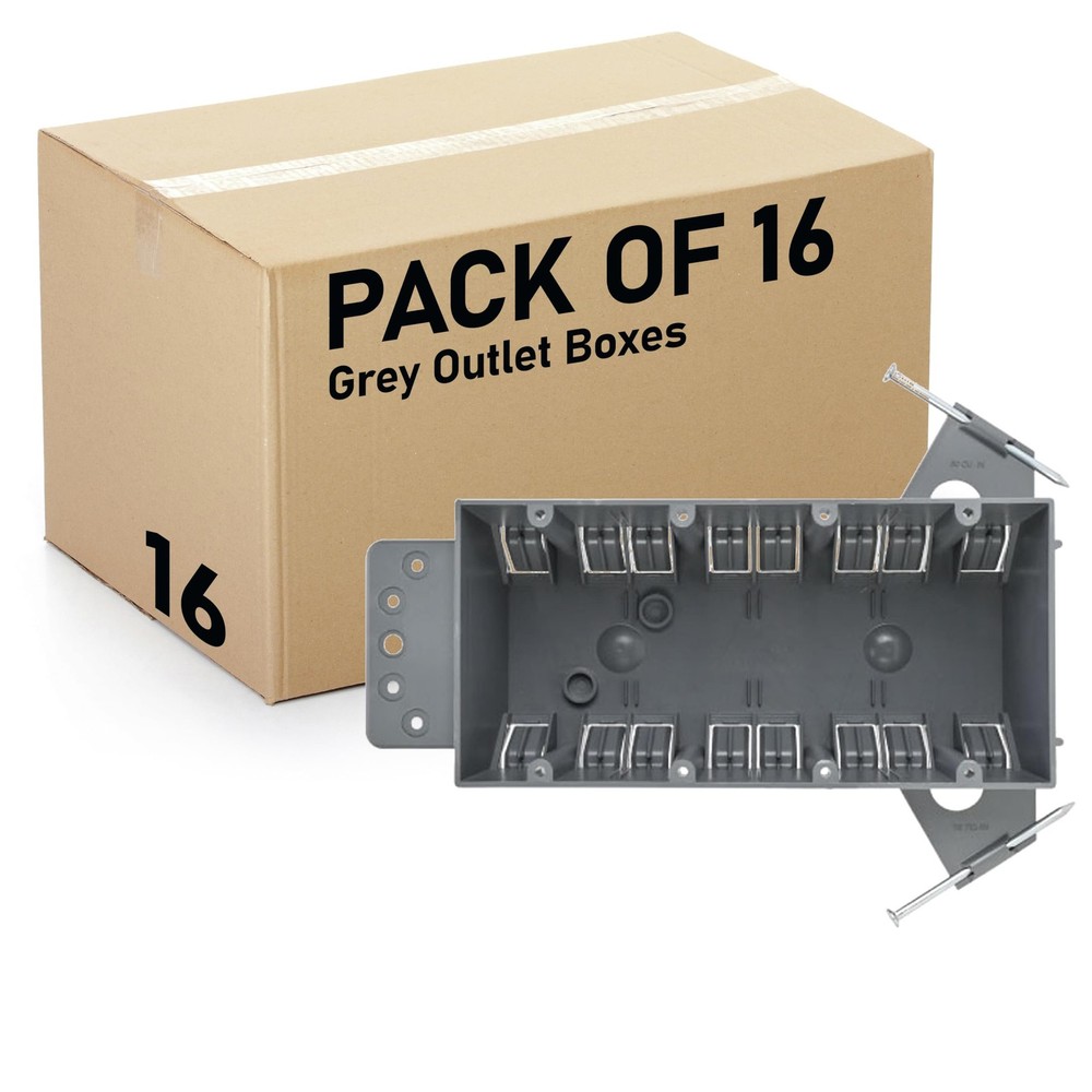4-Gang (16 Pack) Plastic Electrical Box, Grey Outlet Box, Three Gang New Work…