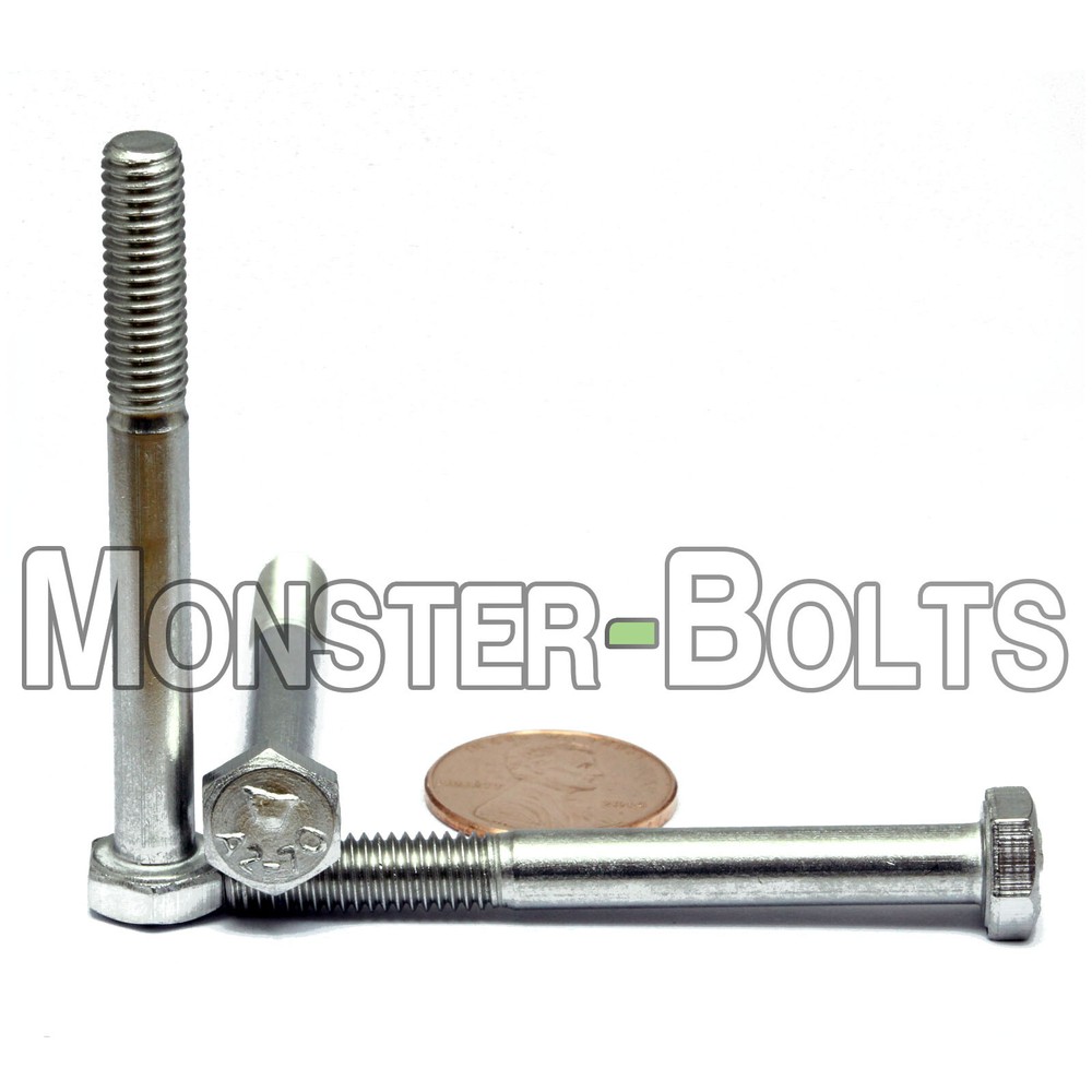 M6-1.0 x 55mm – Qty 10 – DIN 931 Hex Cap Bolt / Screw – Stainless Steel A2 (PT)