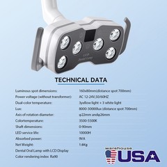 Dental LED Oral Light with Dual-Color Temperature 2 yellow light + 4 white ligh