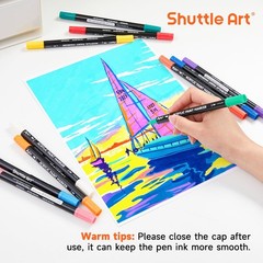 28 Colors Dual Tip Acrylic Paint Markers, Brush Tip and Fine Tip Acrylic Paint
