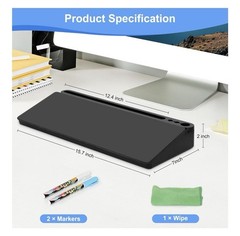 Desktop Whiteboard with Storage, Desk Organizer Dry Erase Glass White Board To-D