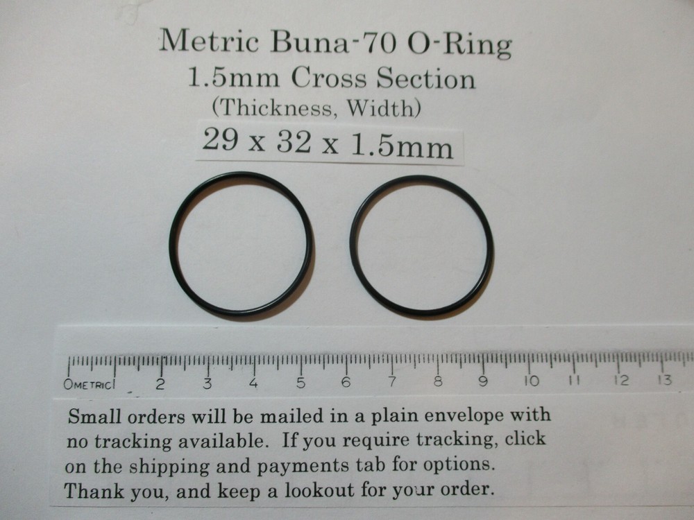 29mm ID x 32mm OD x 1.5mm thick O-ring. Buna-70. Quan 2.