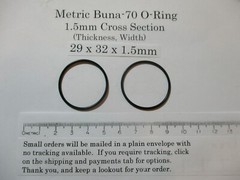 29mm ID x 32mm OD x 1.5mm thick O-ring. Buna-70. Quan 2.