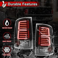 LED Tail Lights for Truck 1500 2009-2018 Matte Black Clear Lens