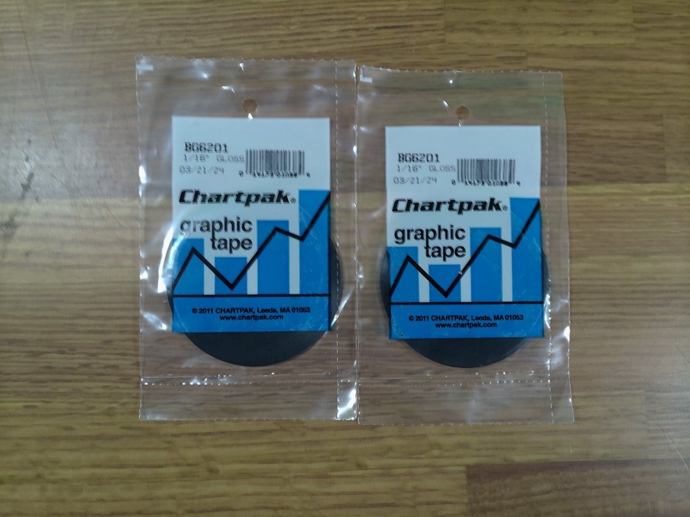 2 X Chartpak BG6201 1/16″ Black Gloss Graphic Art Tape Graphic Art Tape