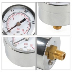 1/8INCH NPT Pressure Gauge 0-15 PSI w/3/8IN Back Mount 1.5IN Face Diameter