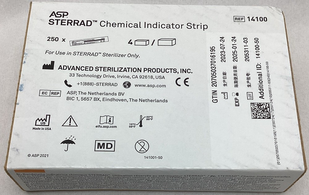 4 x 250 – ASP STERRAD 14100 Chemical Indicator Sterile Strips