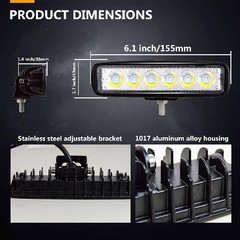 6 inch 15cm 18W Mini Ultra Thin LED Work Light Spot Beam Size: 1 Pcs 6 inch 18