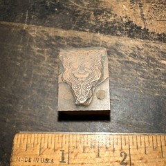 Print Block ( Smiling Face, Tribal Scene ) Copper Face