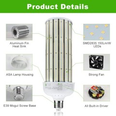 (2-Pack) 300 Watt LED Corn Light E39 Mogul Base High Bay Warehouse Factory Bulb