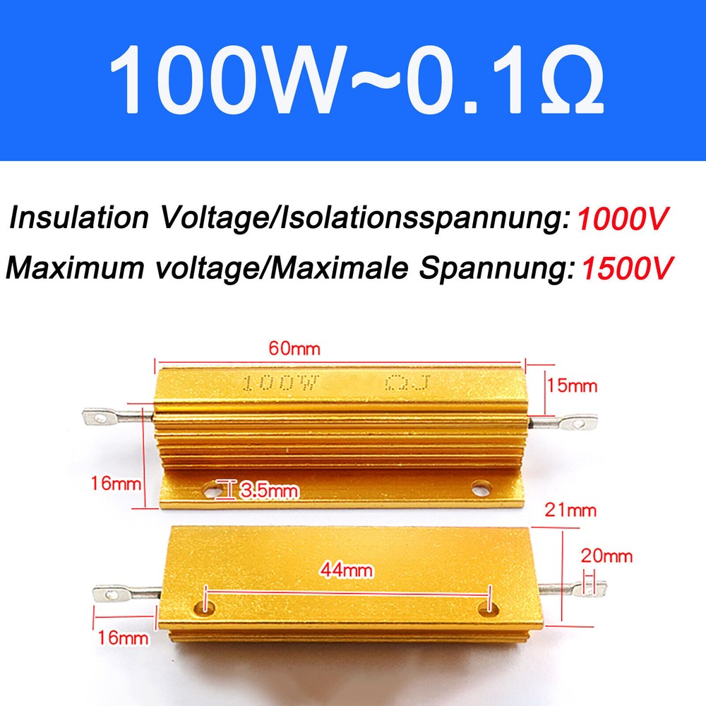 RX24 5/10/25/50/100/200/300/500W Power Golden Aluminium Wire wound Resistors