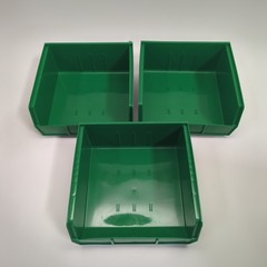 Lot of 6 Uline S-12417-G Plastic Stackable Storage Bins 11 x 11″ x 5″ Green