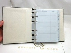 Address Book Leather Cover 6 Ring Binder Graphic Image Dark Brown