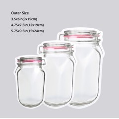 Multi-Size Red/Clear/Red Matte Mylar Bottle Shape Stand Up Zip Lock Bag