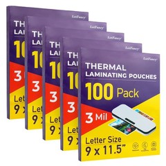 500 Pack 3 Mil 9 x 11.5″ Letter Size Thermal Laminating Laminator Pouches Sheets