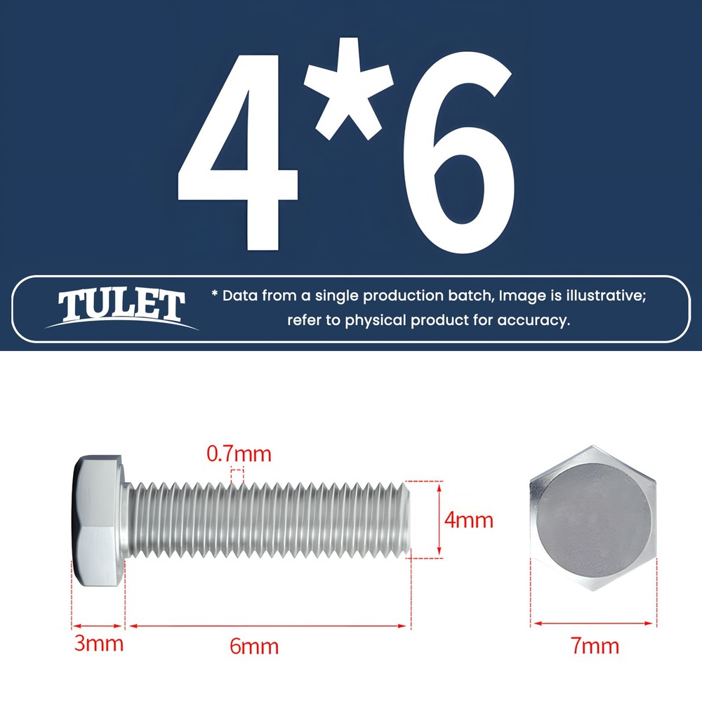 M4 Hex Cap Bolts / Screws, A2 Stainless Steel, 0.70 Coarse DIN 933 Tap 18-8