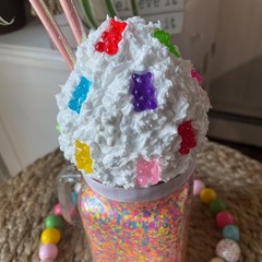 Farmhouse Candy Bear Ice Cream Confetti Sundae. Faux Pint Size Dessert Decor.