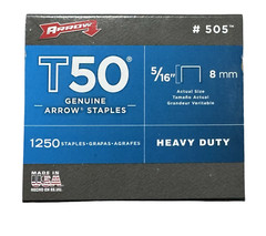 Arrow 5/16″ T50 Genuine Arrow Heavy Duty Staples 1250 Pack #505