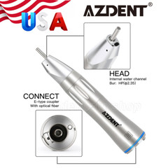 AZDENT Dental Optic Fiber LED Low Speed Handpiece 1:1 Straight Inner Water Spray
