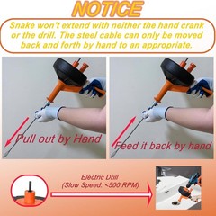 Drain Auger 50FT, Drain Snake with Drill Adapter, Plumbing Snake Clog Remover