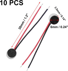 10Pcs 6Mm X 3.5Mm 2-Wire Electret Condenser Microphone with 3.5Mm Jack, High Sen