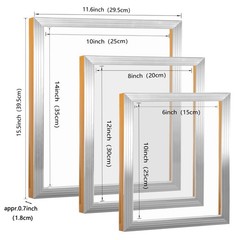 3-Piece Aluminum Screen Printing Frames Set, 110 Mesh, 10×14, 8×12, 6×10 Inches