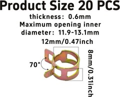 20Pcs 1/2inch Spring Band Type Fuel Hose Clamps, 12mm Silicone Vacuum Hose Pi…
