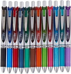 Pentel EnerGel RTX Retractable (0.7mm) Assorted Gel Colors, 12 Pk (BL77BP12M)