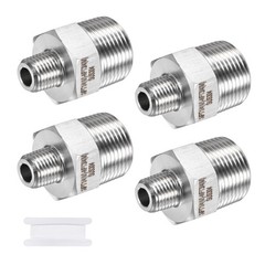 4-Pack 304 Stainless Steel 1/4″NPT Male x 3/4″ NPT Male Hex Nipple Pipe Fitting