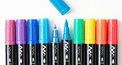 28 Colors Dual Tip Acrylic Paint Markers, Brush Tip and Fine Tip Acrylic Paint