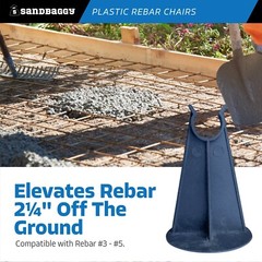 Sandbaggy 2-1/4 Inch Rebar Plastic Chair | Fits Rebar #3 to #5 | Heavy Duty