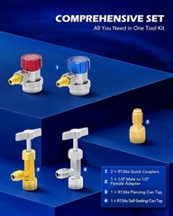 Comprehensive AC Charging Kit – 3 Way Manifold Gauge with Hoses & Adaptors