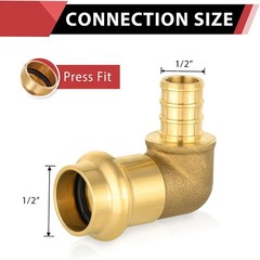 1/2″ Copper Press X 1/2″ PEX Crimp Elbow Brass Fittings Pack of 5