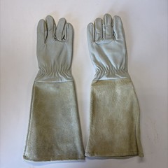 Leather Work Gloves Long Cuff Gauntlet Safety Welding Gloves Small