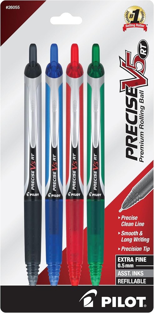 PILOT Precise V5 RT Refillable & Retractable Liquid Ink Rolling Ball Pens, XFine
