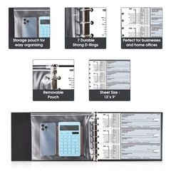 7 Ring Check Binder, 3-On-A-Page Business Checkbook Holder, 500 Checks Capacity