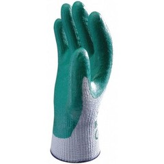 Showa 350S-07 Coated Gloves, Nitrile, Crinkled, Palm And Fingers, 3 Abrasion