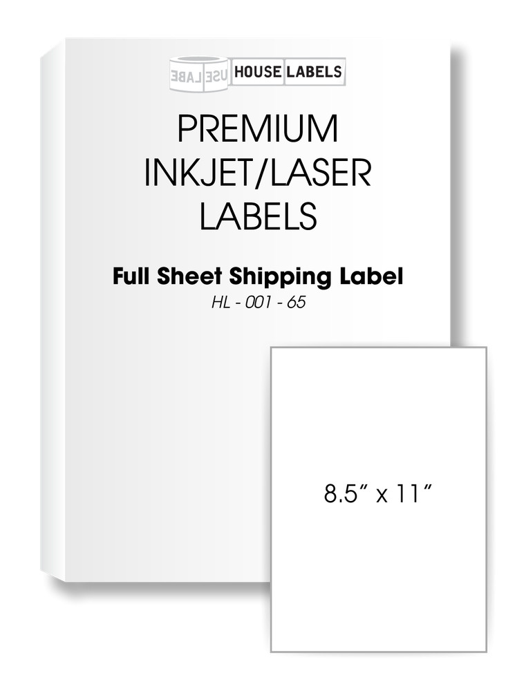 Full Sheet Shipping Labels Self Adhesive Blank 1-UP 8.5″ x 11″ White 200 Sheets