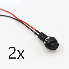 2x Black Round Circle Momentary Reset Push Button Switch Pre-attached Wire 1/2″