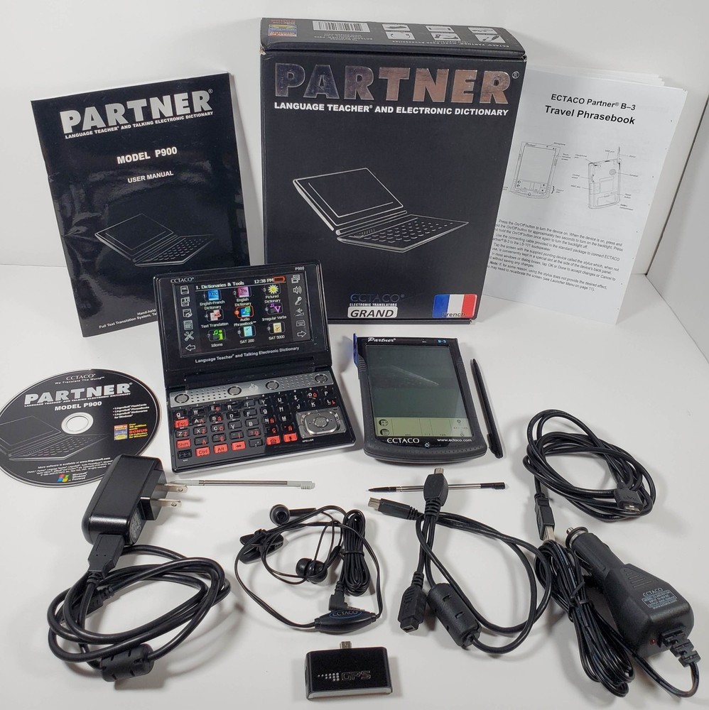 Ectaco Partner Electronic Translator Teacher FRENCH P900 B-3 W/ GPS SD Cards Etc