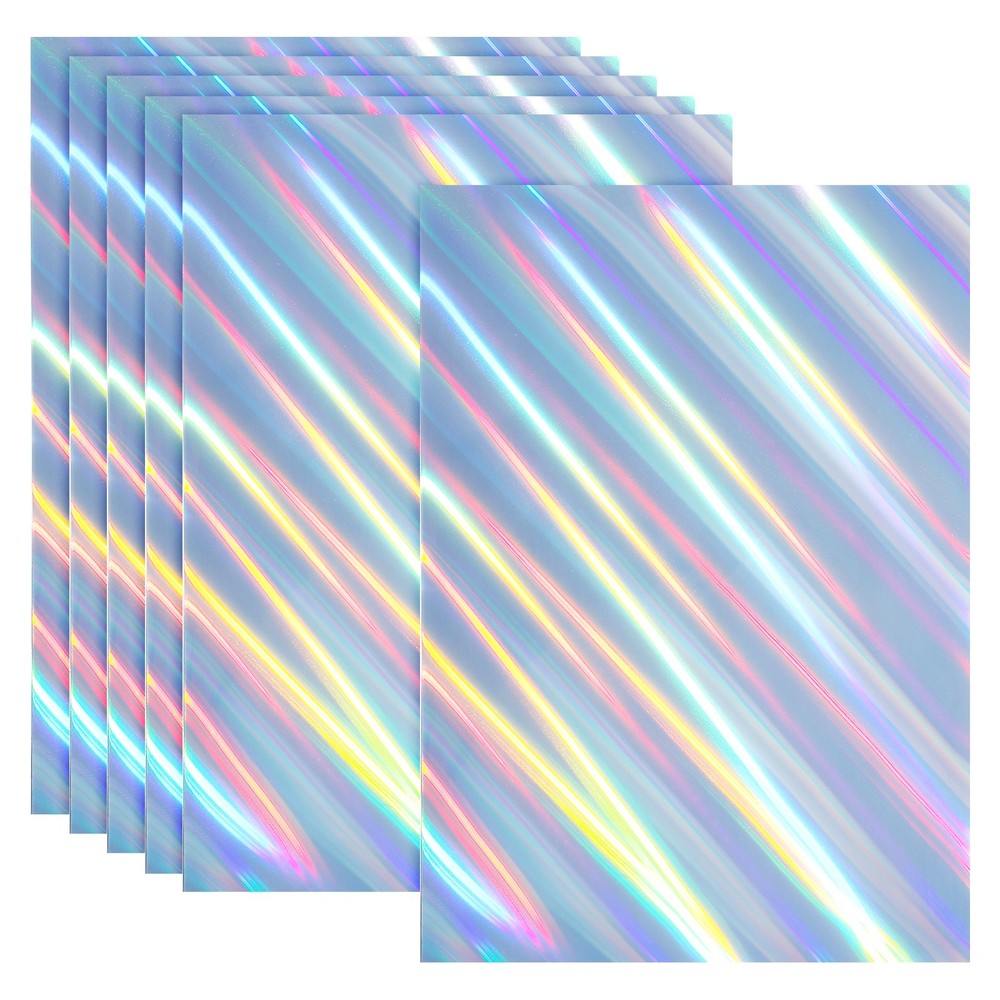 12x8in Printable Holographic Sticker Paper 6 Sheets Slanted Beam Pattern