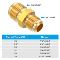 3/8 Inch Male Flare x 1/2 Inch Male Flare Connector, Brass Adapter Reducing