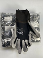 12 PAIRS CONDOR COATED BLACK/GREY WORK GLOVE 100% NYLON SHELL PU PALM (XXS-3XL)