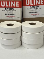 Uline Monarch 1131 White Labels S-7956W 20M 8 Per Box